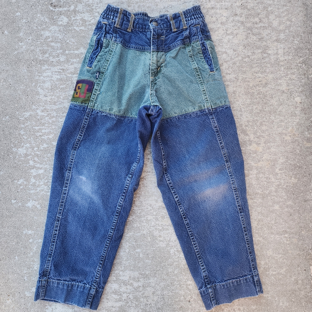 Vintage 90s Levi's Sport‎ Jeans Colorbloc Denim Blue Green Jeans, Sz 10